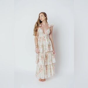 Ingrid Tiered Maxi Dress in Cream Multi Floral